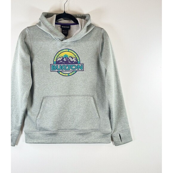 Burton Kids Hoodie Gray Oak Pullover Sweatshirt Graphic Outdoor Medium 10-12 - Picture 6 of 10
